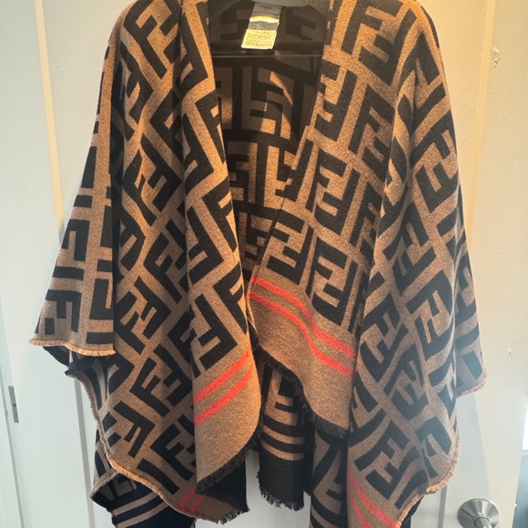 Fendi Black and Brown Geometric Wrap